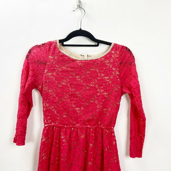 2/$30 Gianni Bini Small Womens Red Orange Eyelet Lace Fit Flare Dress - Picture 3 of 6